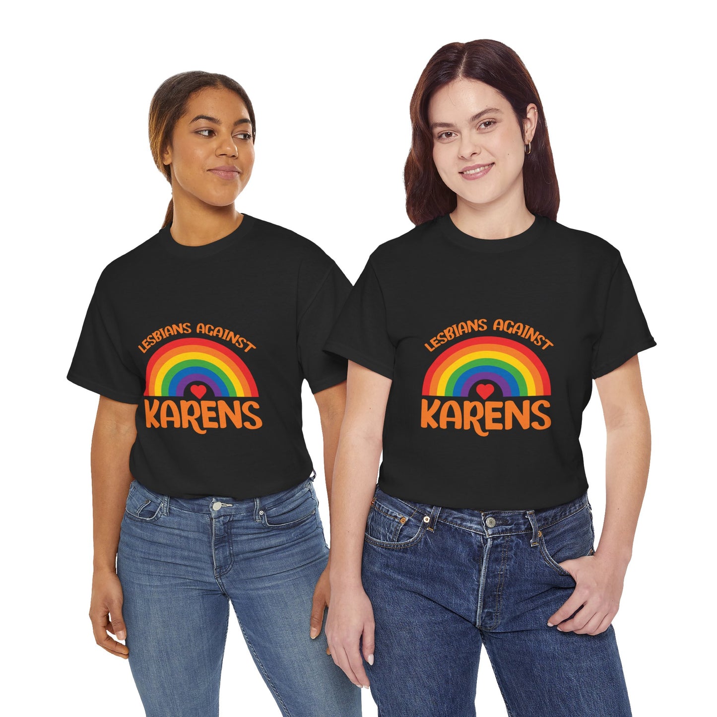 Lesbians Against Karen Trendy Humor Tshrits for Gift Novelty Tee Printify