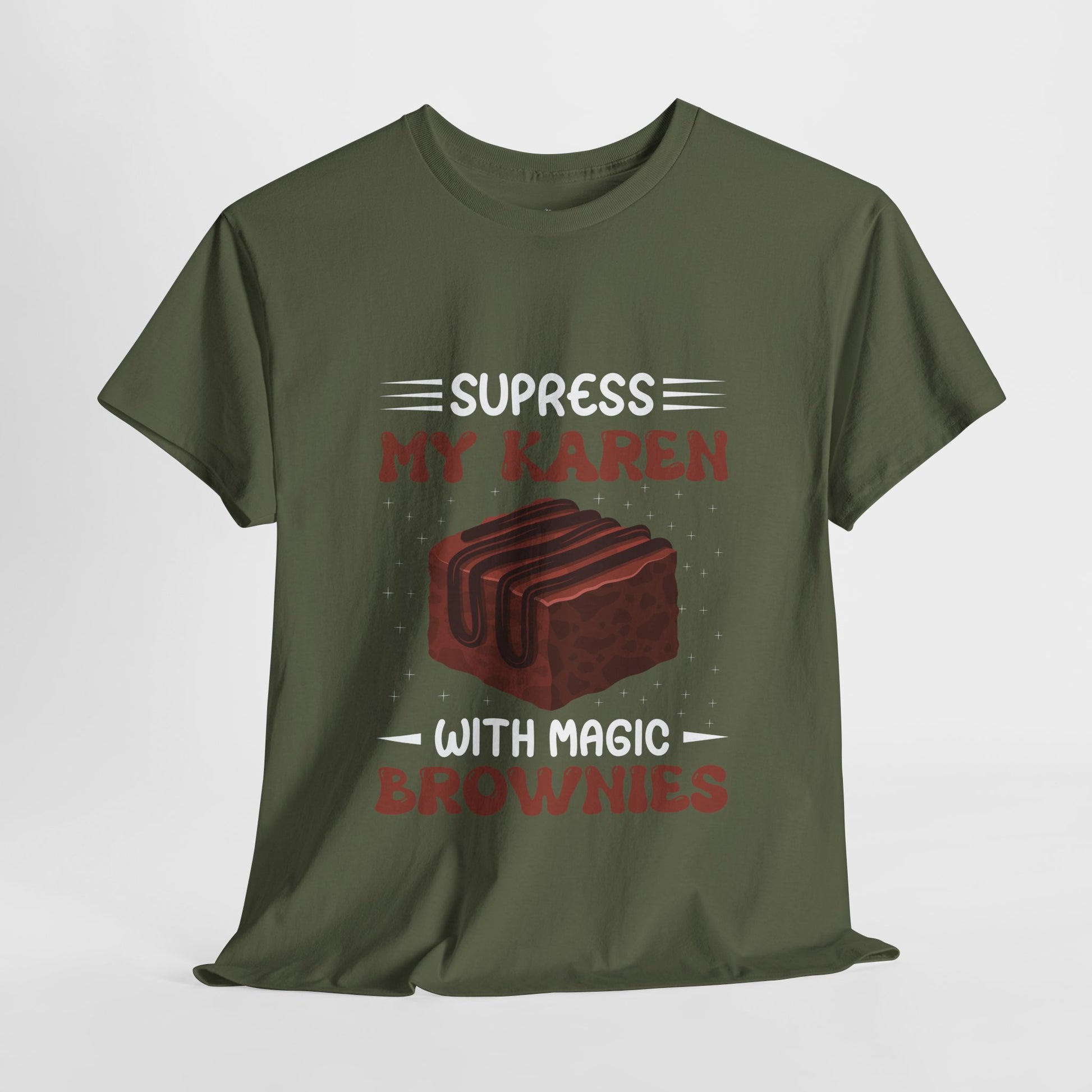 Suppress My Karen With Magic Brownies Novelty Foodie Humor Tee Printify