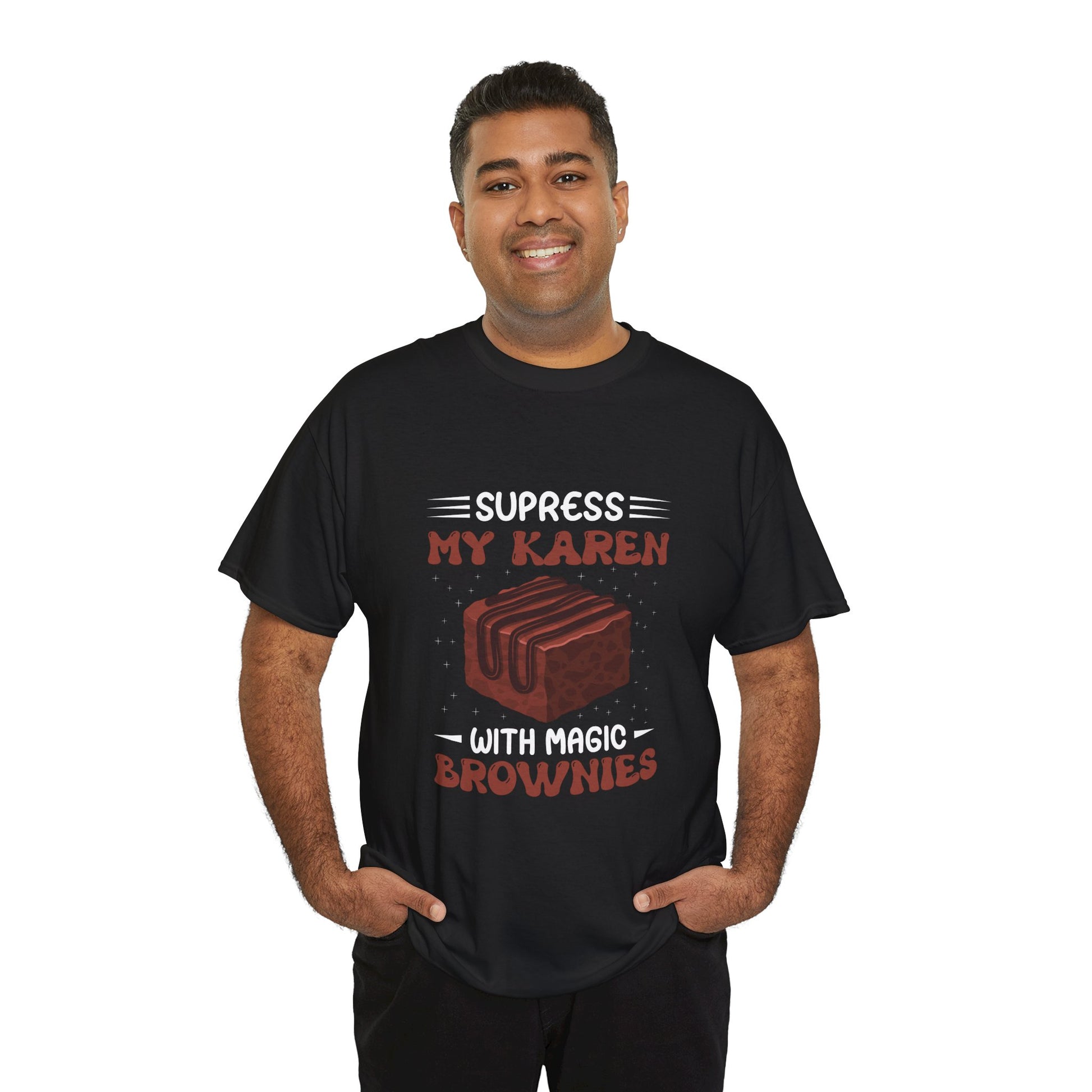 Suppress My Karen With Magic Brownies Novelty Foodie Humor Tee Printify