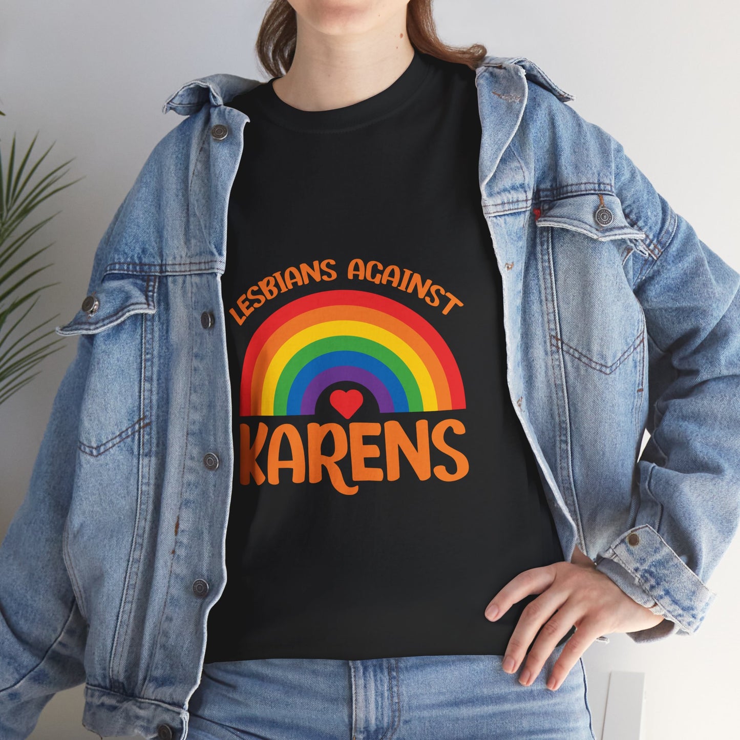 Lesbians Against Karen Trendy Humor Tshrits for Gift Novelty Tee Printify