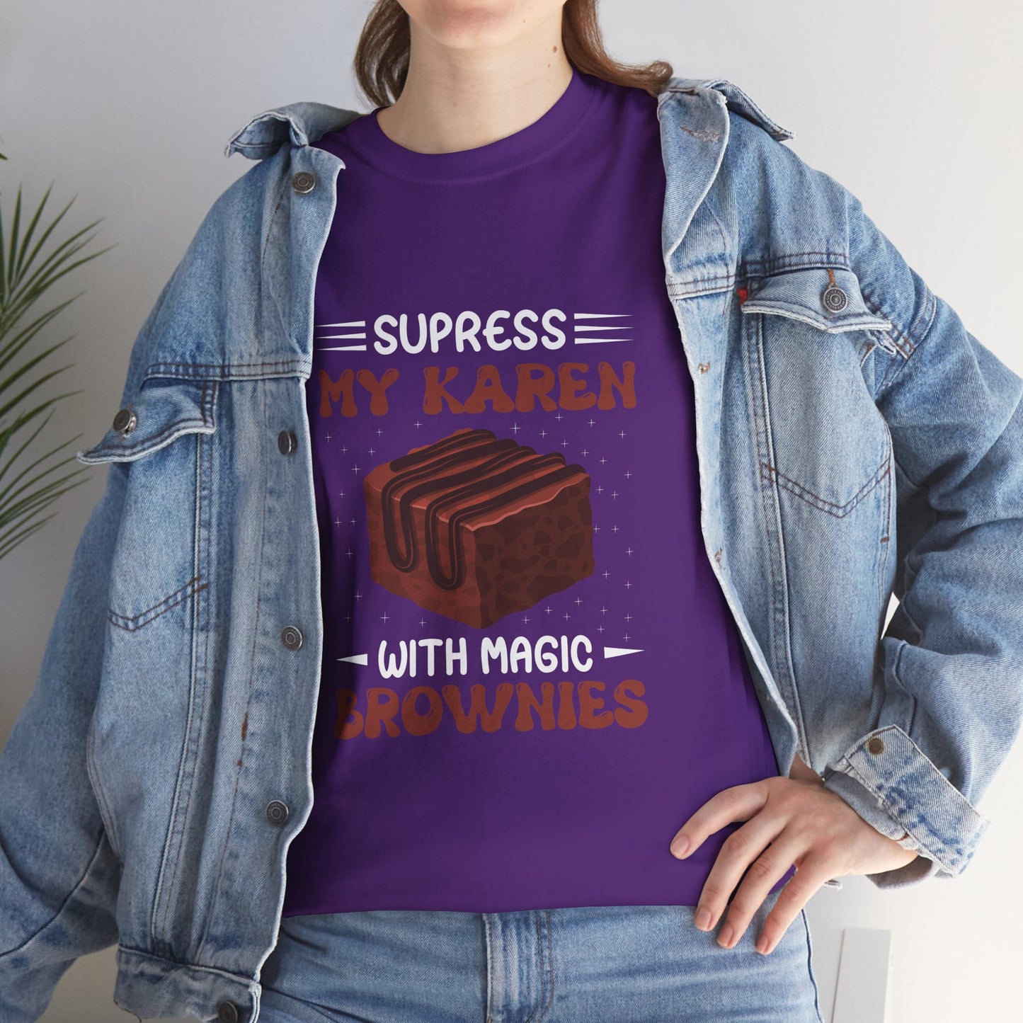 Suppress My Karen With Magic Brownies Novelty Foodie Humor Tee Printify